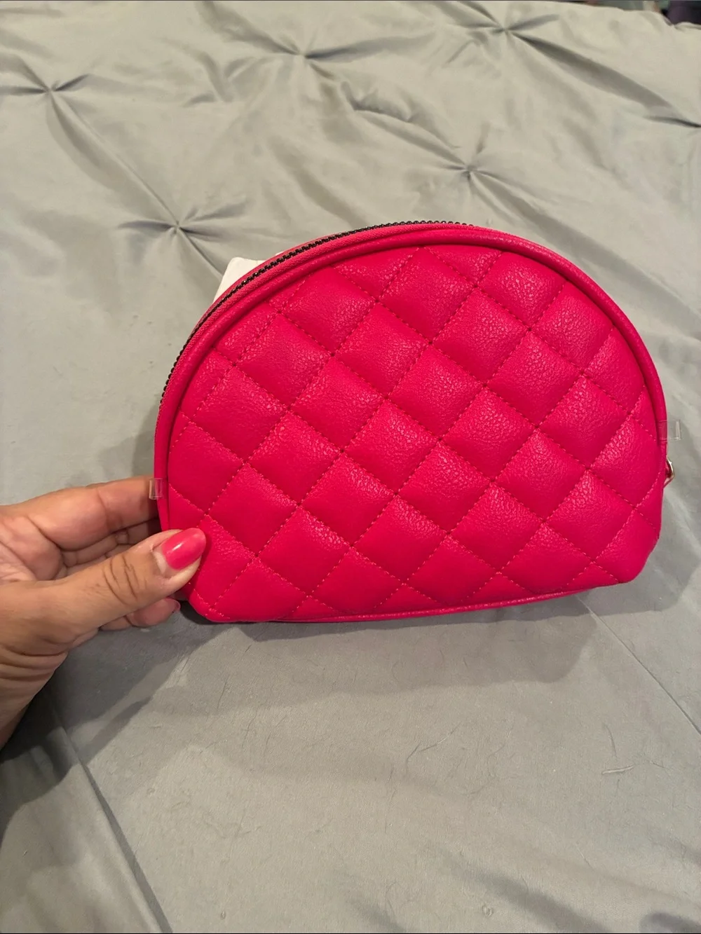 Betsey Johnson Bright Fuchsia Quilted Cosmetic Case
